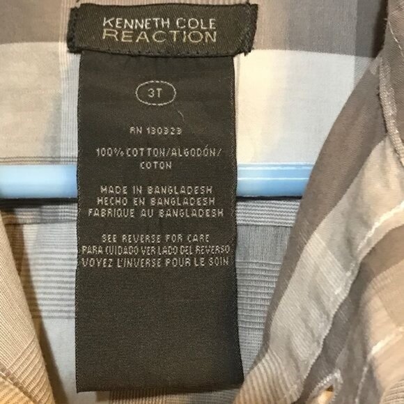 Kenneth Cole Reaction Toddler Boys Gray White Plaid Shirt Size 3T - Picture 4 of 5